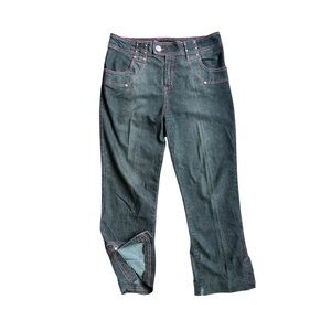 Vintage Vezzucci Y2K Contrast Stitch Jeans — Pink Threading Dark Wash Denim